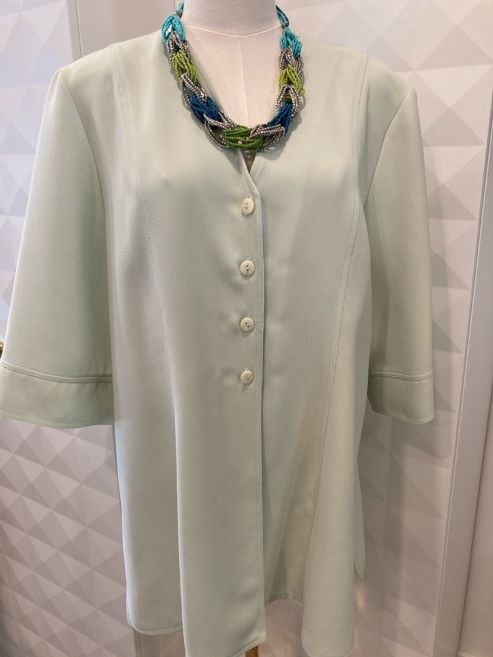 Light Mint Green Button-Front Light Jacket Blazer